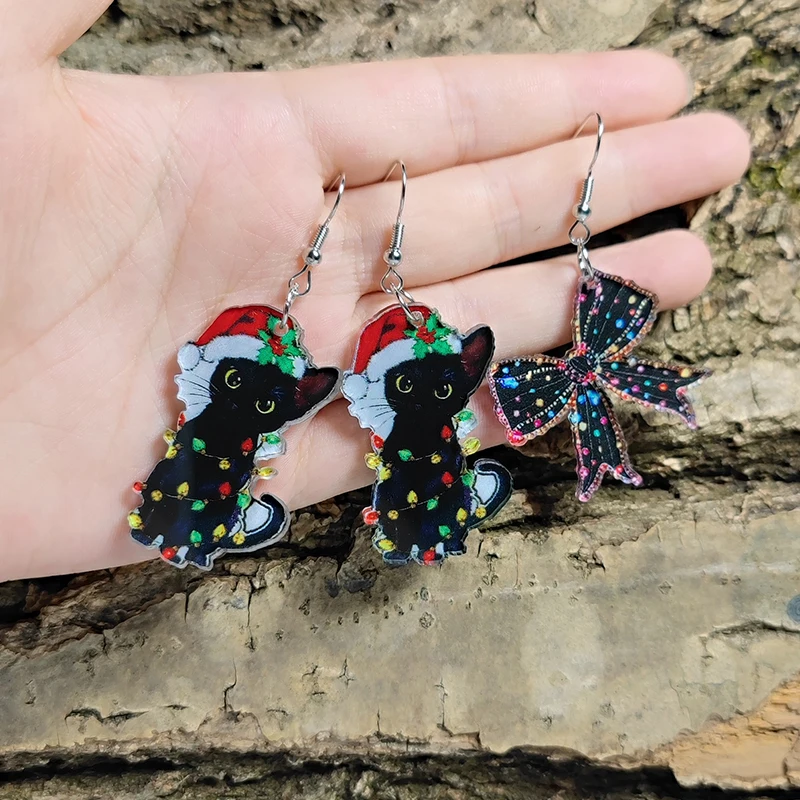 Акриловые серьги с леопардовым принтом