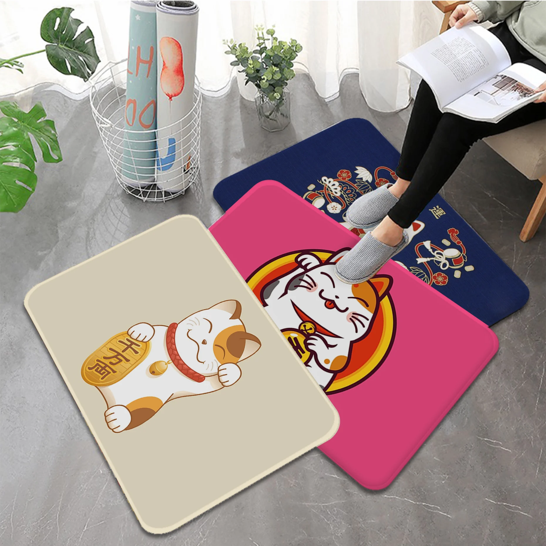 

Коврик для кухни в японском стиле, подстилка для входа в спальню, домашнее напольное украшение, ковер для гостиной, нескользящий ковер для в...