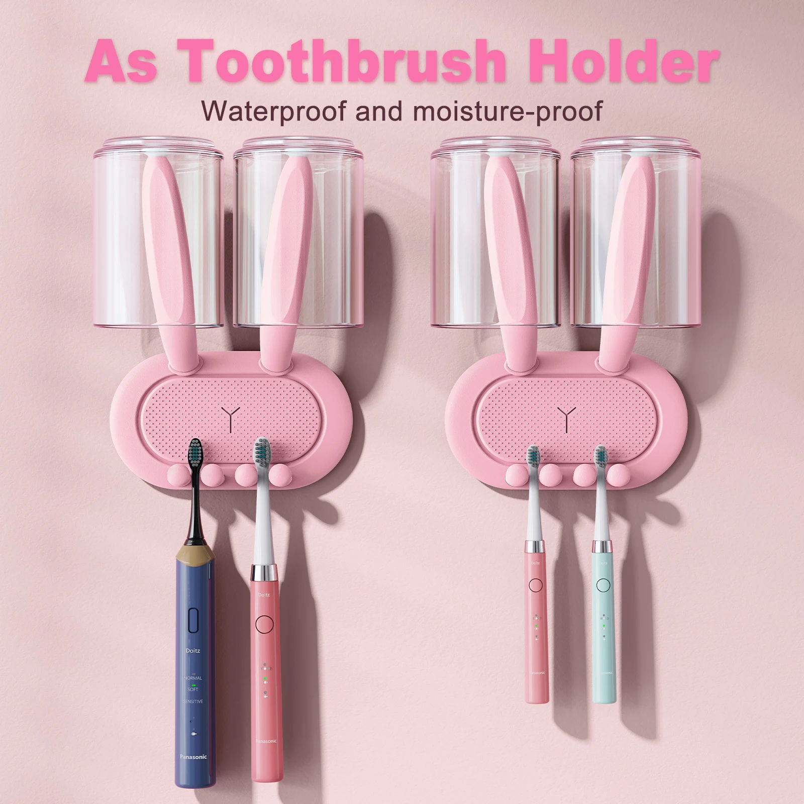 

Eary Home Wall-Mounted Multifunctional Storage Rack Cute Rabbit Ear Shaped Hanger No Hole Punching Waterproof Kitchen Organizer