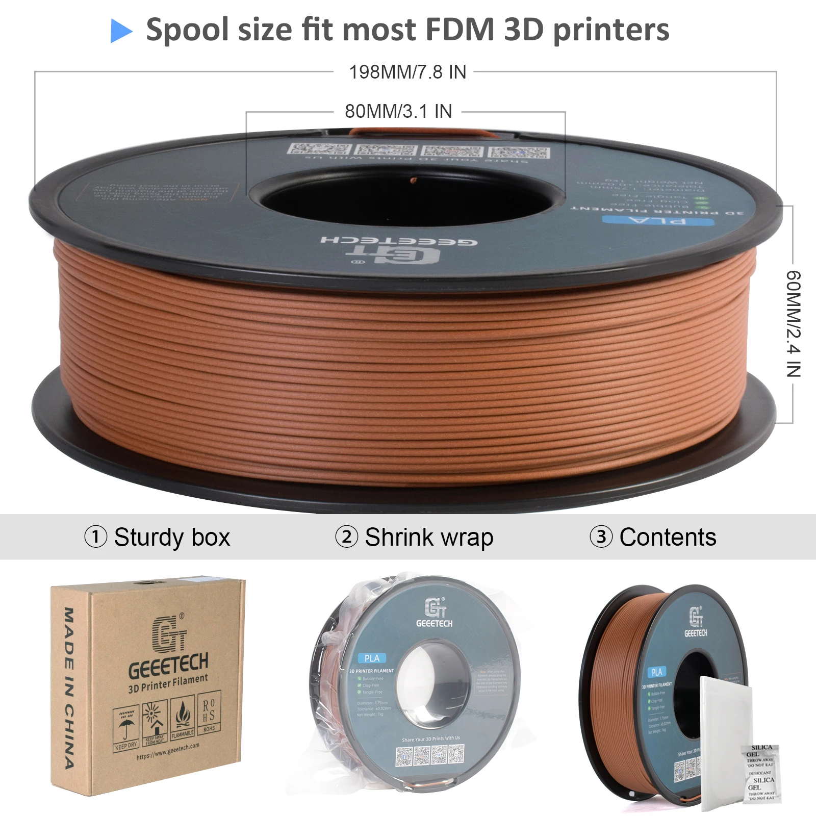 Geeetech Wood PLA 1 кг 75 мм нить 3d проволока для печати вакуумная упаковка местные склады