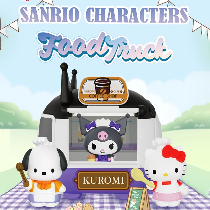 

Sanrio Anime New Mobile Food Truck Series Blind Box Hello Kitty Mini Ornament Kuromi Cartoon Model Children's Toy Christmas Gift