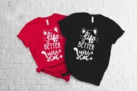 life is better with a cat t shirt gift funny pet lover mom funny mom cat lover mama gift 100 cotton fashion drop shipping