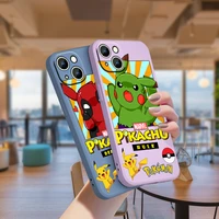 pokemon cartoon pikachu for apple iphone 13 12 mini 11 xs pro max x xr 8 7 6 plus se 2020 liquid silicone soft rope phone case