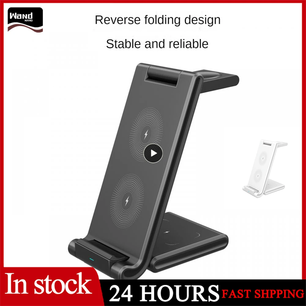 

Faster Charging Dock Station Fast Charge Portable Phone Chargers Usb-c Heat Dissipation Wireless Charger Folding Black Foldable