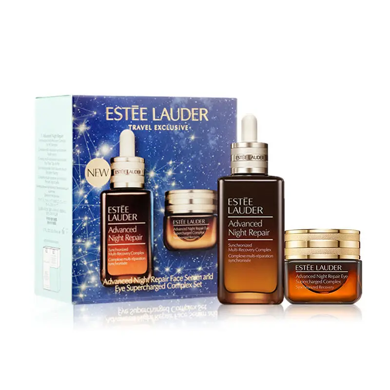 Фото Estee Lauder дополнительное увлажнение восстанавливающая сыворотка 50 мл + антибликовый дневной крем для глаз 15 мл набор маленьких коричневых бутылок №1