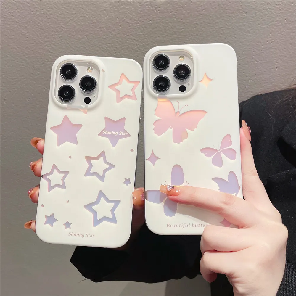 

Wholesale and Retail iPhone 14 Colorful Star Butterfly 13/12 promax Double-sided Coated IMD Mobile Phone Case