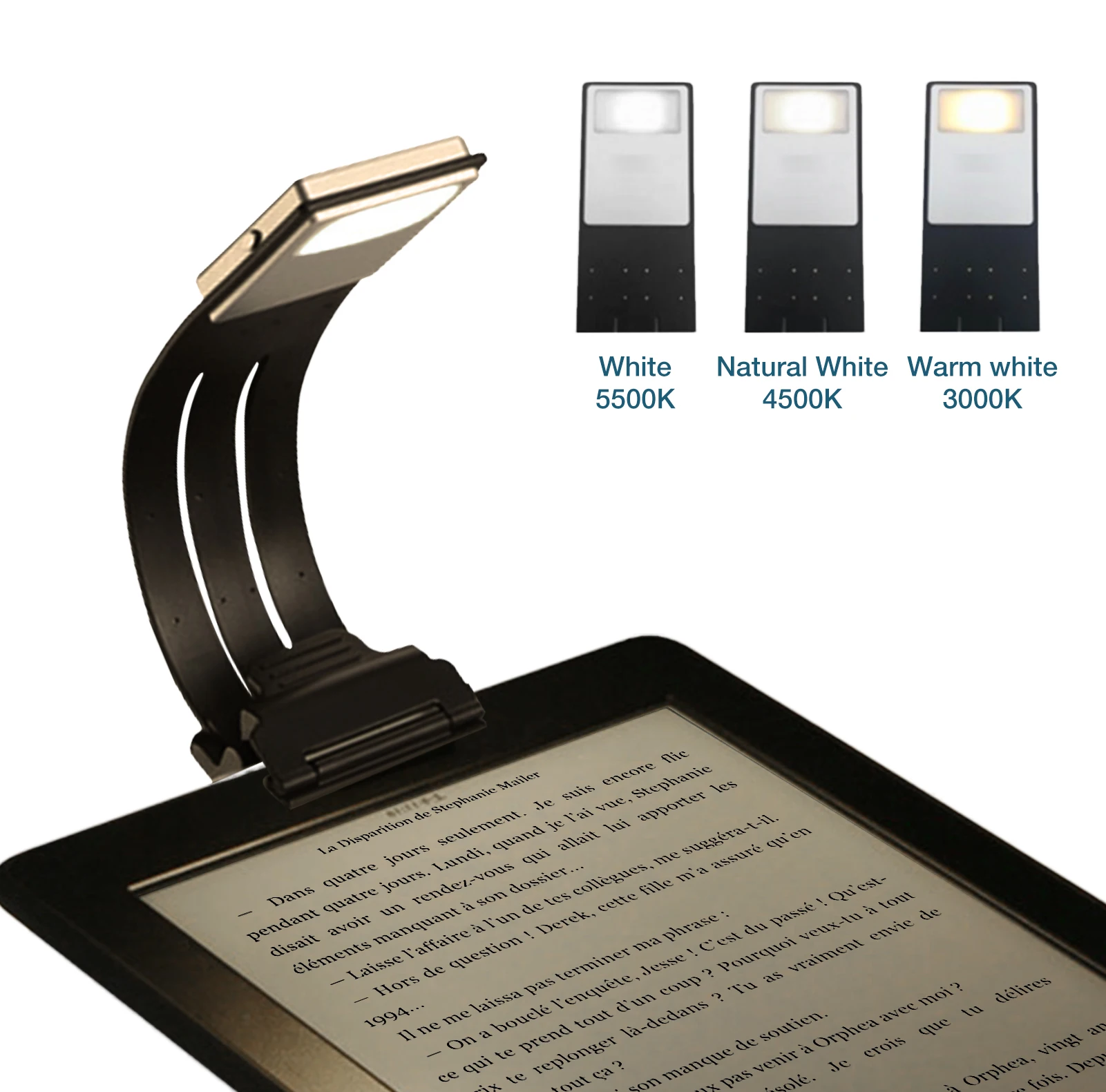 

Clip-on LED Reading Light USB Rechargeable Brightness Adjustable Flexible Bendable Book Light For Ebook Reader Books Tablet