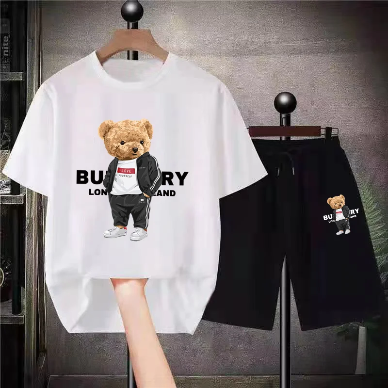 Summer Quality Limited Korean Bear T-Shirts Shorts Sets Mens Tees Suits Luxury Sports 2 Piece Outfit Streetwear Tracksuit