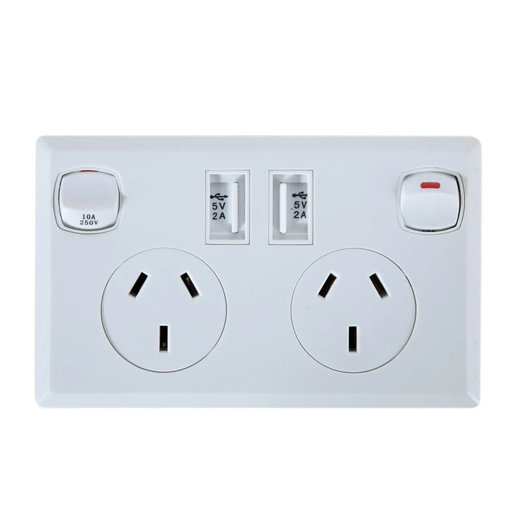 

Double USB Australian AU Plug Wall Socket Home Power Point Supply Plate