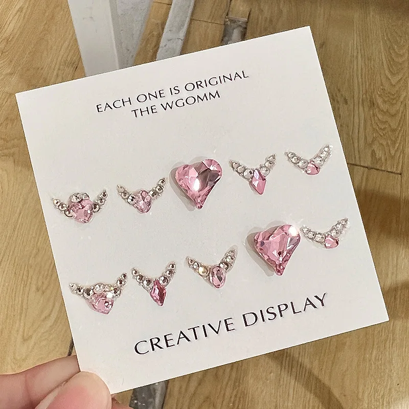 

10pcs Cartoon Sailor Nail Parts 3D Diamond Candy Colored Moon Star Heart Irregular Combination Nail Decor DIY Nail Art Supplies