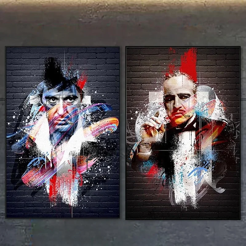 

Картина на холсте с изображением крестного отца скарлича, классический персонаж из фильма, граффити, настенное искусство, уличные плакаты, ...