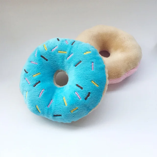 Soft Dog Donuts Plush Pet Dog Toys For Dogs Chew Toy Cute Puppy Squeaker Sound Toys Funny Puppy Small Medium Dog Interactive Toy 4