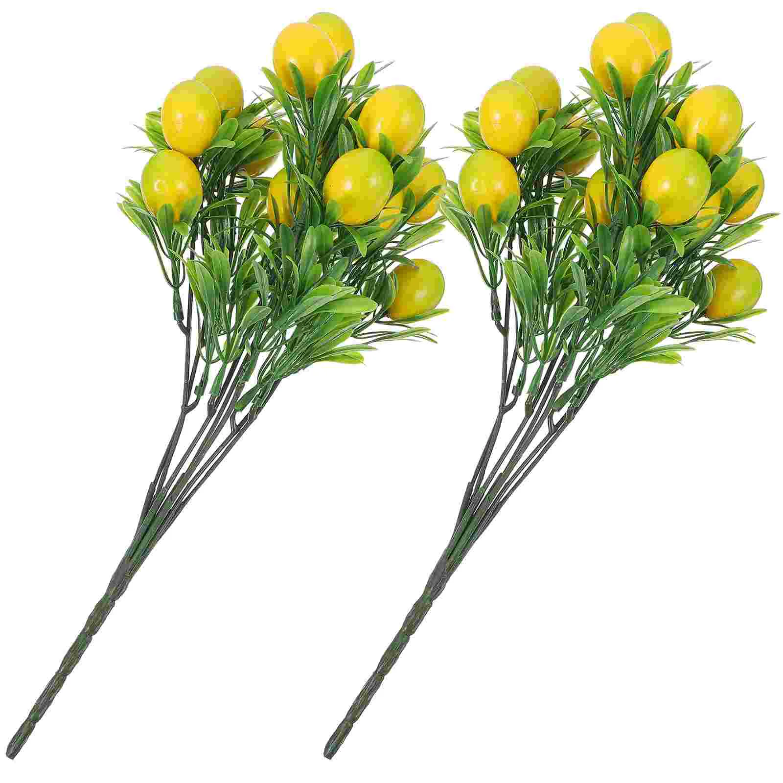 

2 Pcs DIY Lemon Decor Artificial Tree Flower Party Decorations Plastic Stem Bouquet Branch Artifical Arrangements