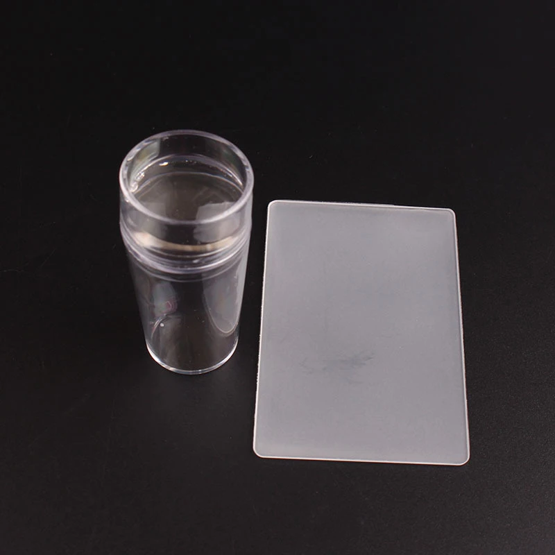 Прозрачный штамп для ногтей со скребком силиконовый французского маникюра набор