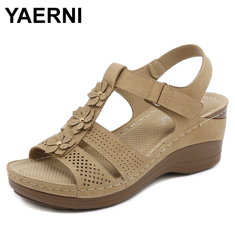 

Med Large Size Clogs Wedge Fashion Womens Shoes 2024 Closed Toe Sandals Suit Female Beige Summer Heels Anti-Skid Medium Sizes