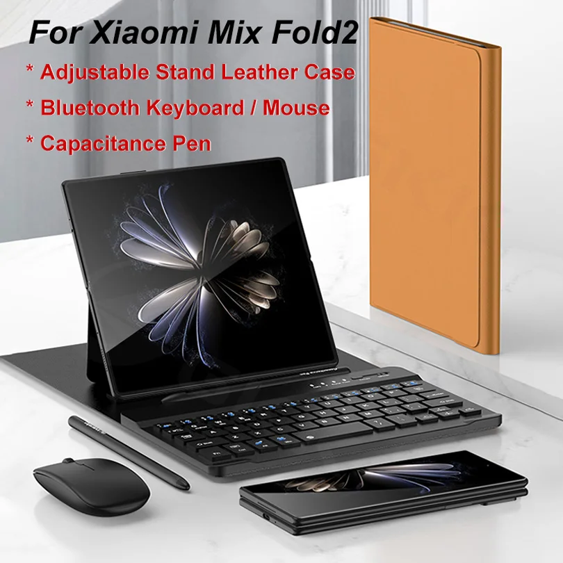 

Кожаный чехол-подставка для клавиатуры GKK для Xiaomi Mix Fold 2 Fold2, беспроводная мышь, регулируемая подставка, Магнитная кобура для клавиатуры