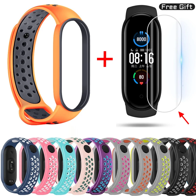 

Strap For Xiaomi Mi Band 6 5 Silicone Anti-sweat Replacement Wrist Strap On MiBand 6 5 3 4 Sports Bracelet Wristband Accessories