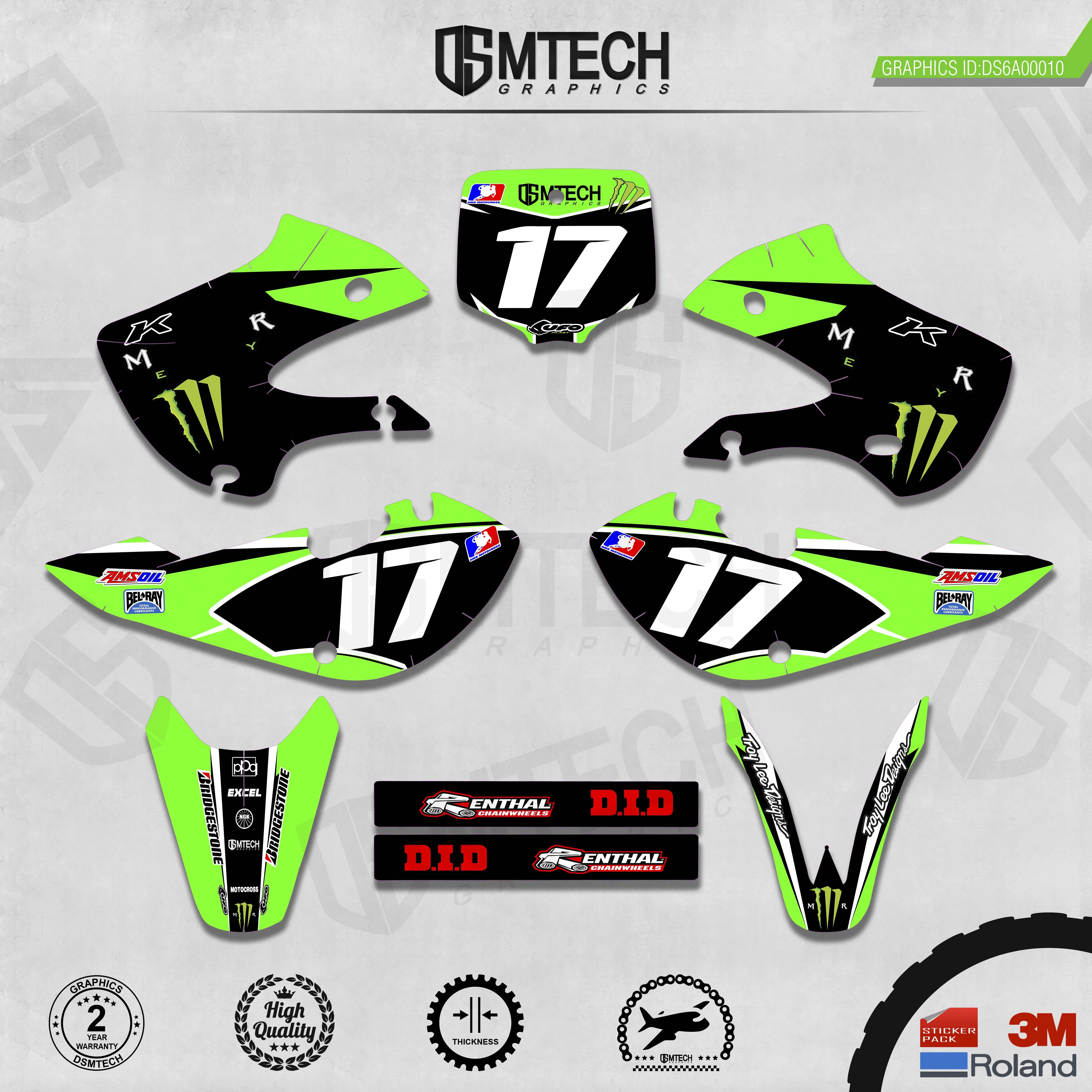 DSMTECH Customized Team Graphics Backgrounds Decals 3M Custom Stickers For KAWASAKI  2000-2020 KX65 010