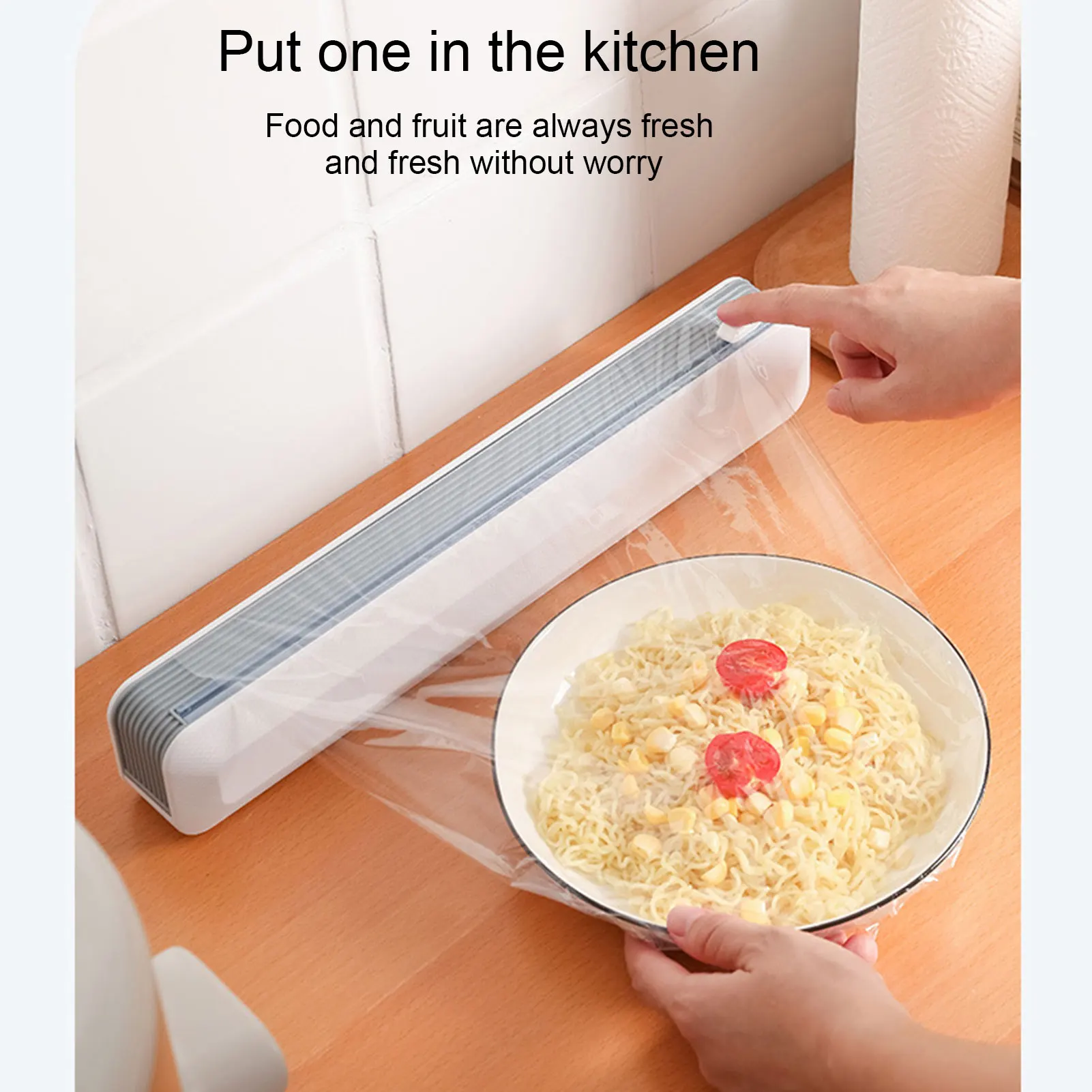 

New Food Wrap Cutter Cling Film Cutting Box Wall-mounted Suction Cup Adjustable Cling Film Cutter Kitchen Food Storage Household