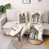 retro printing polyester square pillow cushion cover car sofa office chair pillowcase simple home decoration ornaments