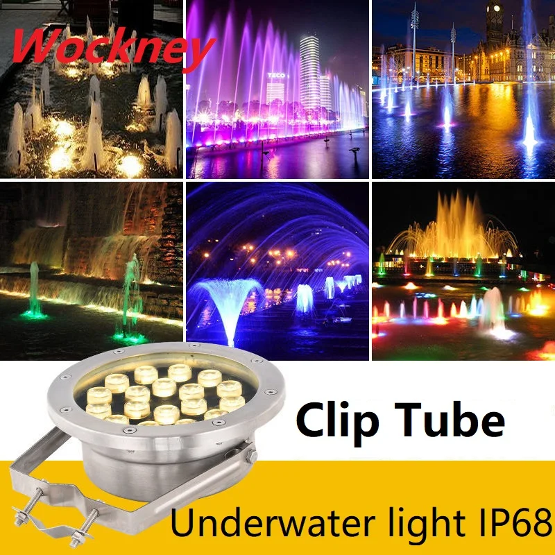 

Led underwater light 304Stainless Steel Outdoor Pond Lighting Led fountain Lamp Clip Tube fish pool water feature 6W9W12W18W24W