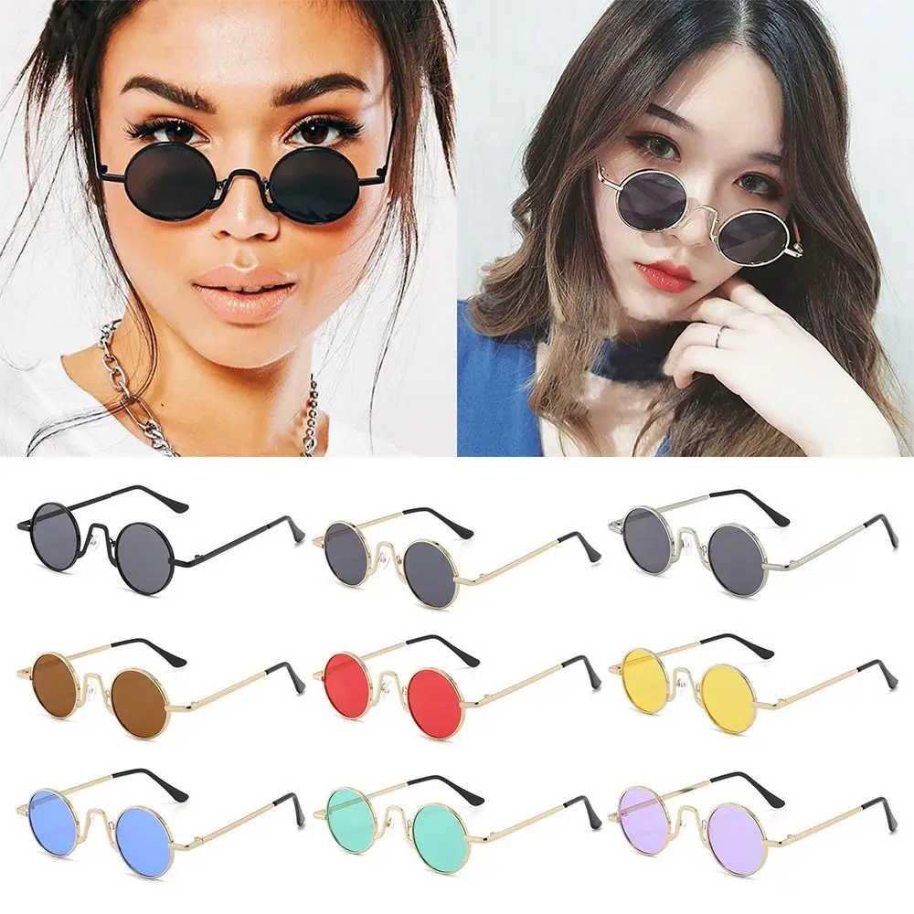 

Small Round Sunglasses for Women & Men Circle Retro Shades Metal Hippie Sun Glasses UV400 Protection Punk Eyewear