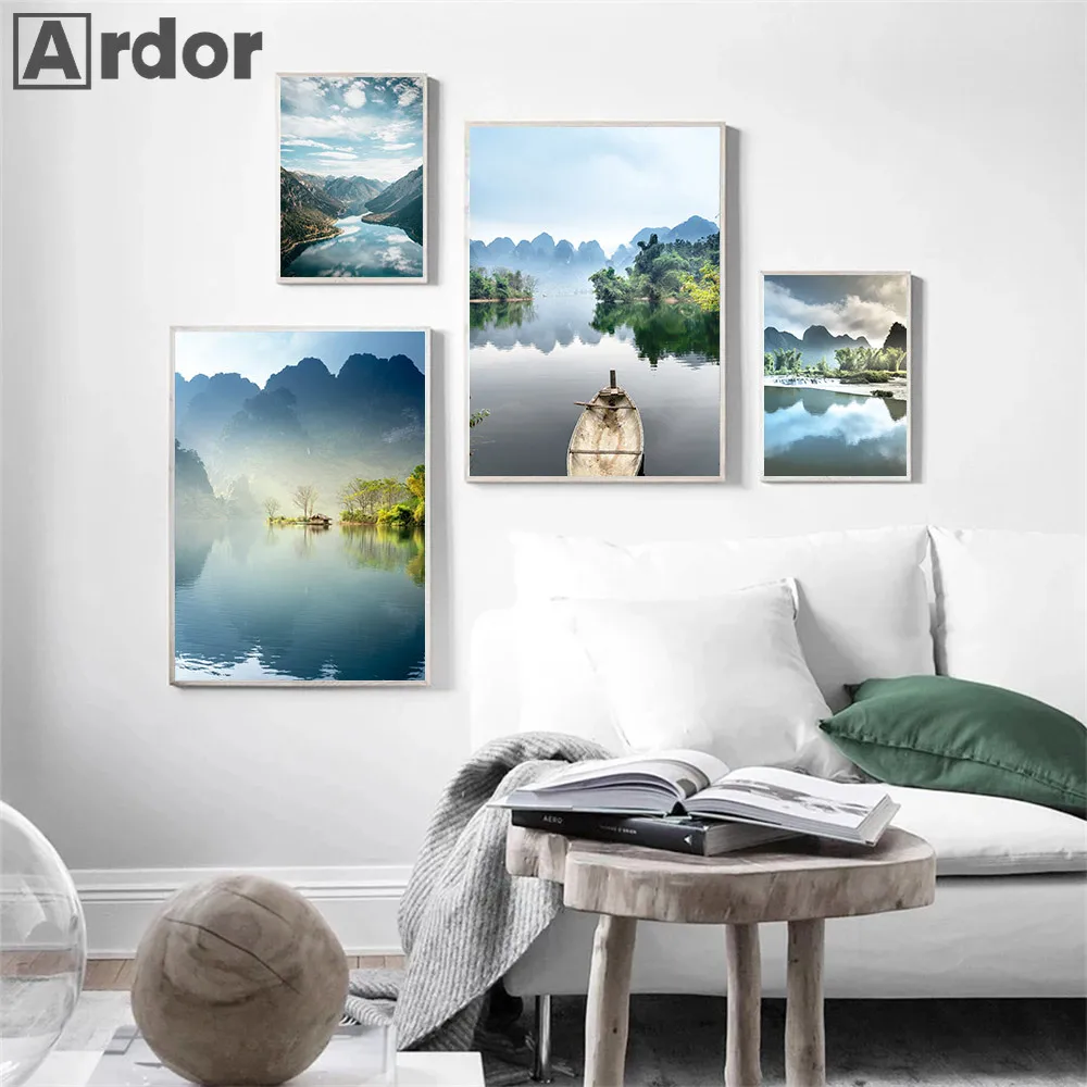 Настенный постер в скандинавском стиле Картина на холсте с изображением озера