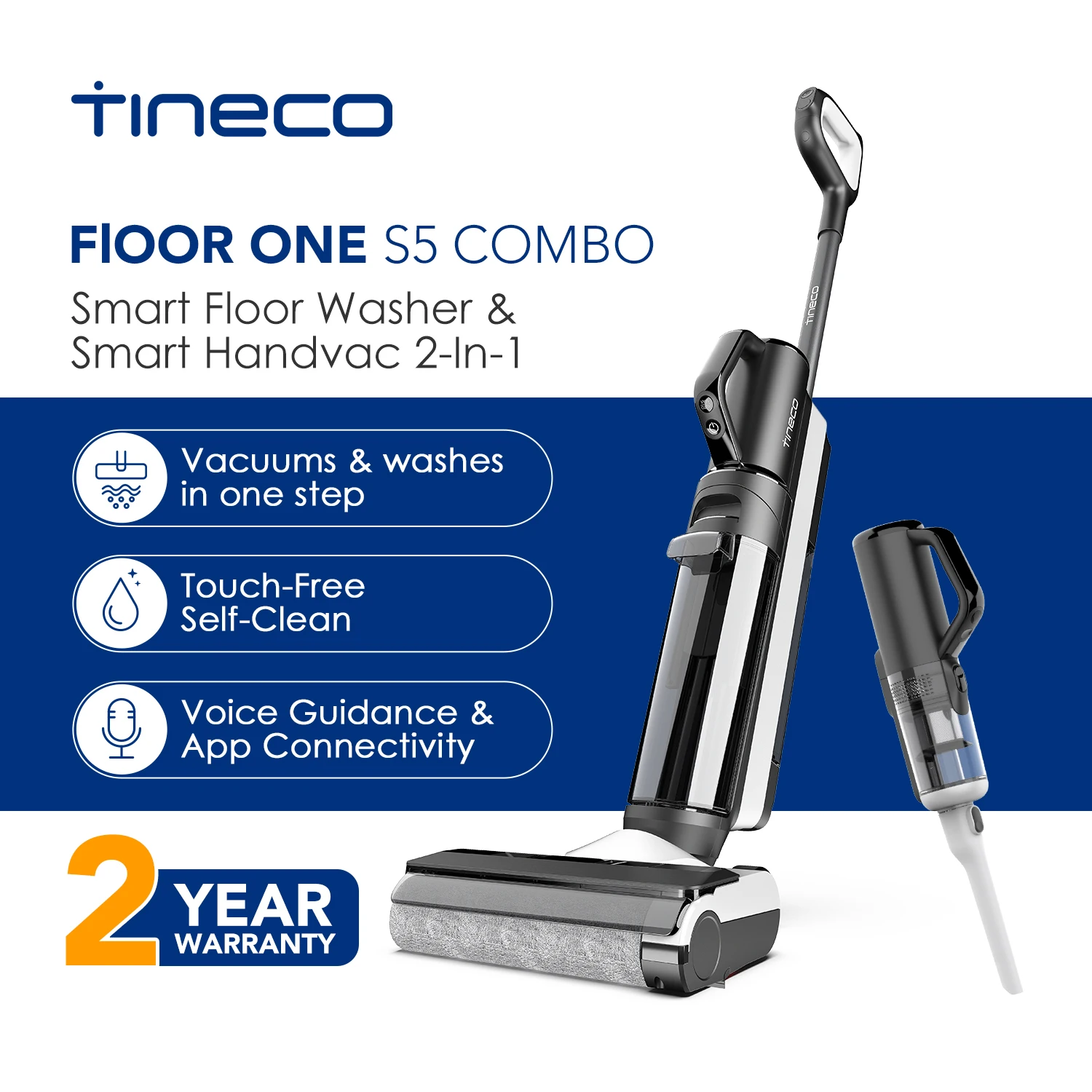 

Tineco Floor One S5 Combo Cordless Smart Floor Washer Upright Home Electric Mop Wireless Wet Dry Vacuum Cleaner Self-Cleaning