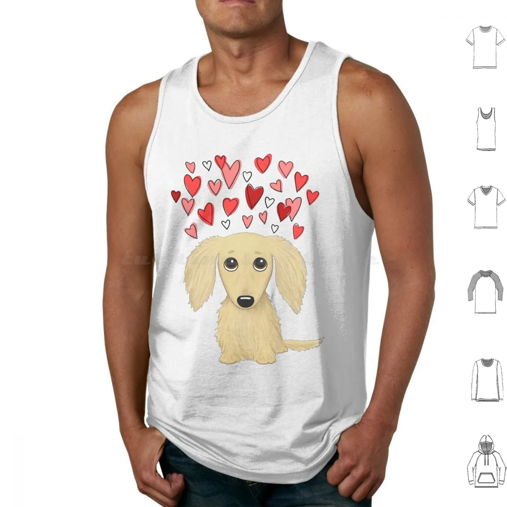 

Longhaired Cream Dachshund With Hearts Tank Tops Print Cotton Cream Dachshund English Cream English Cream Dachshund