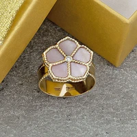 luxury gold color white opal flower rings for women female engagement wedding ring cz crystal stone fine jewelry gifts