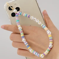 clay colorful phone chain mobile phone case accorssires jewelry for women love letter girl gift telephone lanyard free shipping