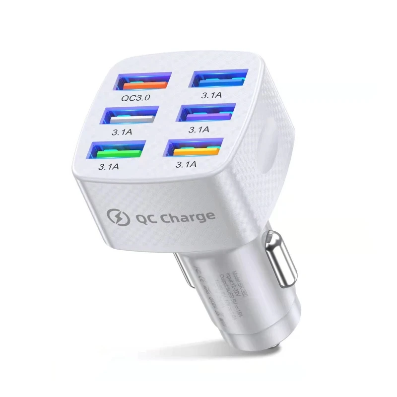 

USB Charger Car Multiport Power Adapter QC3.0 Adapter 6 USB Port Phone GPS Charger for Android/iOS Devices