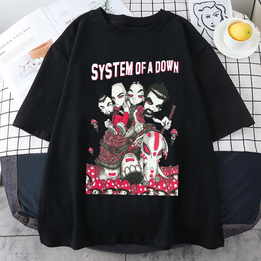 

System of A Down T-shirt 100% Cotton Tees Men Handsome High Street Clothes Retro Band Tshitrt Stranger Thing Graphic T Shirts