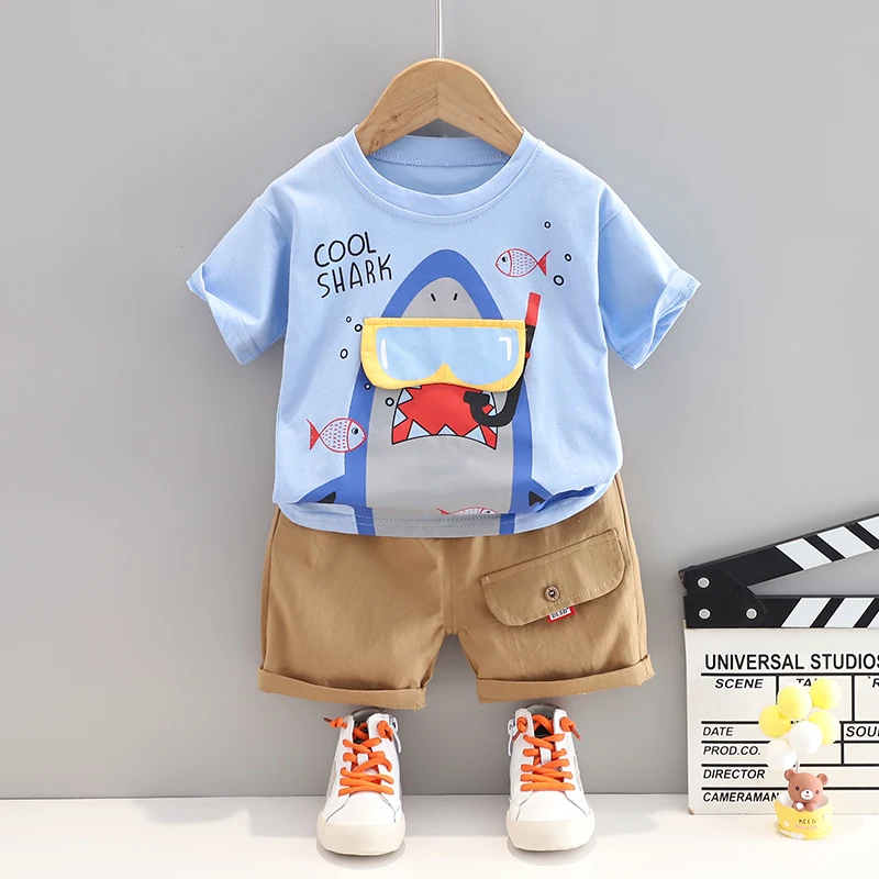 Детский хлопковый спортивный костюм футболка и шорты с мультяшным принтом