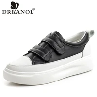 drkanol women sneakers 2022 flat platform casual sneakers ladies cowhide thick soled all match white shoes zapatillas mujer