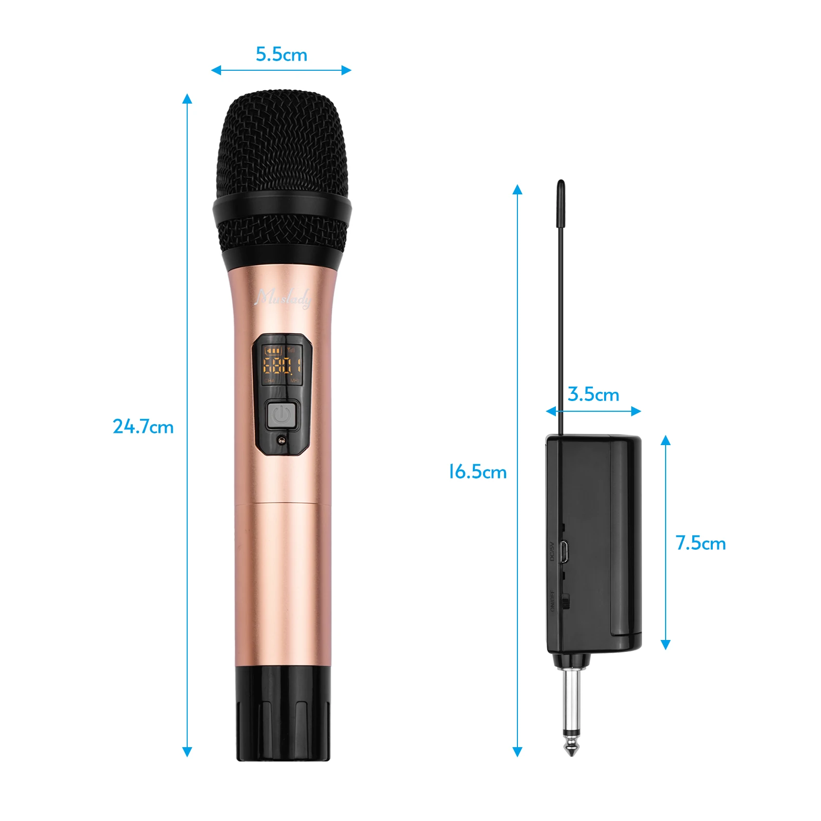 

Новая беспроводная микрофонная система Muslady AD-231 UHF с двойным ручным кардиоидным микрофоном и приемником, 16 каналов, для видео и прямых транс...