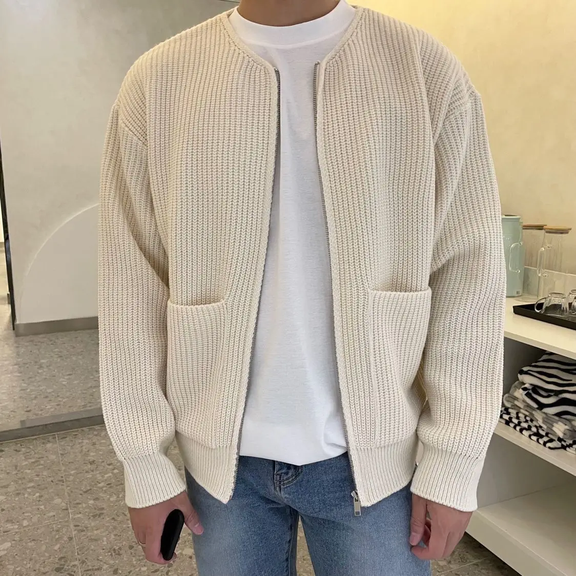 

Fitted Sweater Long Male Slim Spring Zippers Knitwear Autumn 2022 Cardigan Casual Men New Cardigans Knitted Sleeve Fashion