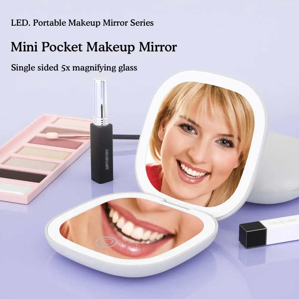 

Portable Folding Lighted Makeup Mirror Mini Pocket Compact Led Makeup Mirror With Light Cosmetic Vanity Mirrors For Travel