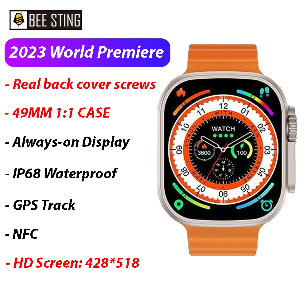 

2023 New Smart Watch Series 8 Ultra 1:1 49mm Case Nfc Blood Oxygen Gps Bluetooth Calls Waterproof Men Women For Applewatch Ultra