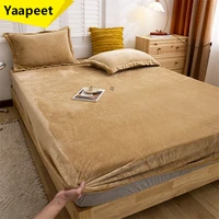solid color winter warm soft fitted sheets dust cover protector flannel universal mattress cover cashmere thicken bed sheet