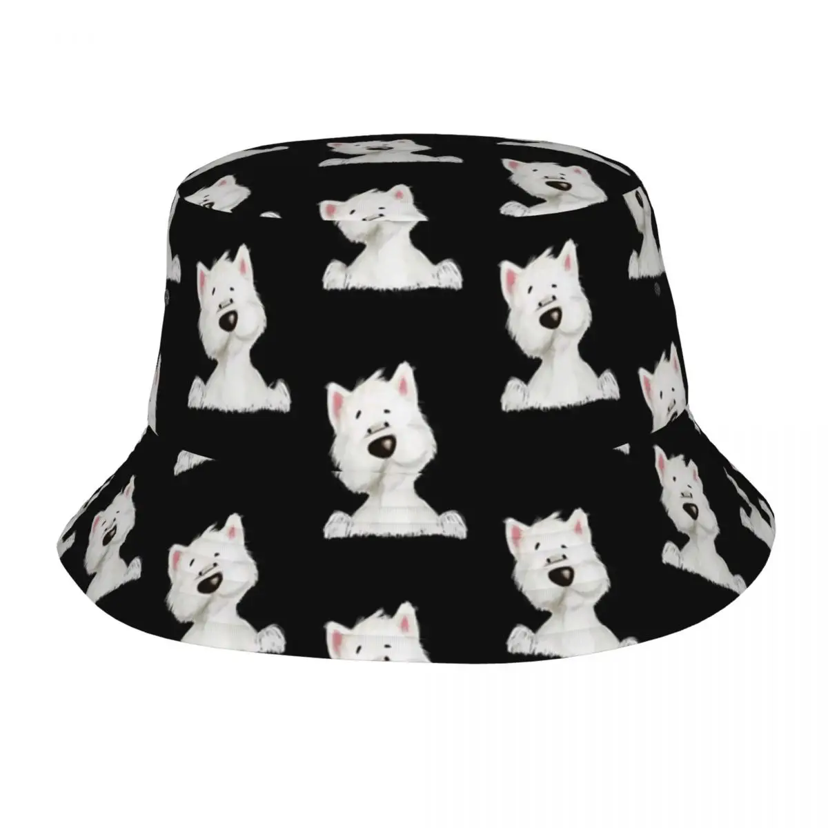 

Westie Bucket Hats Summer Beach Hatwear Accessories West Highland Terrier Dog Cute Puppy Fishing Hats for Outdoor Unisex Bob