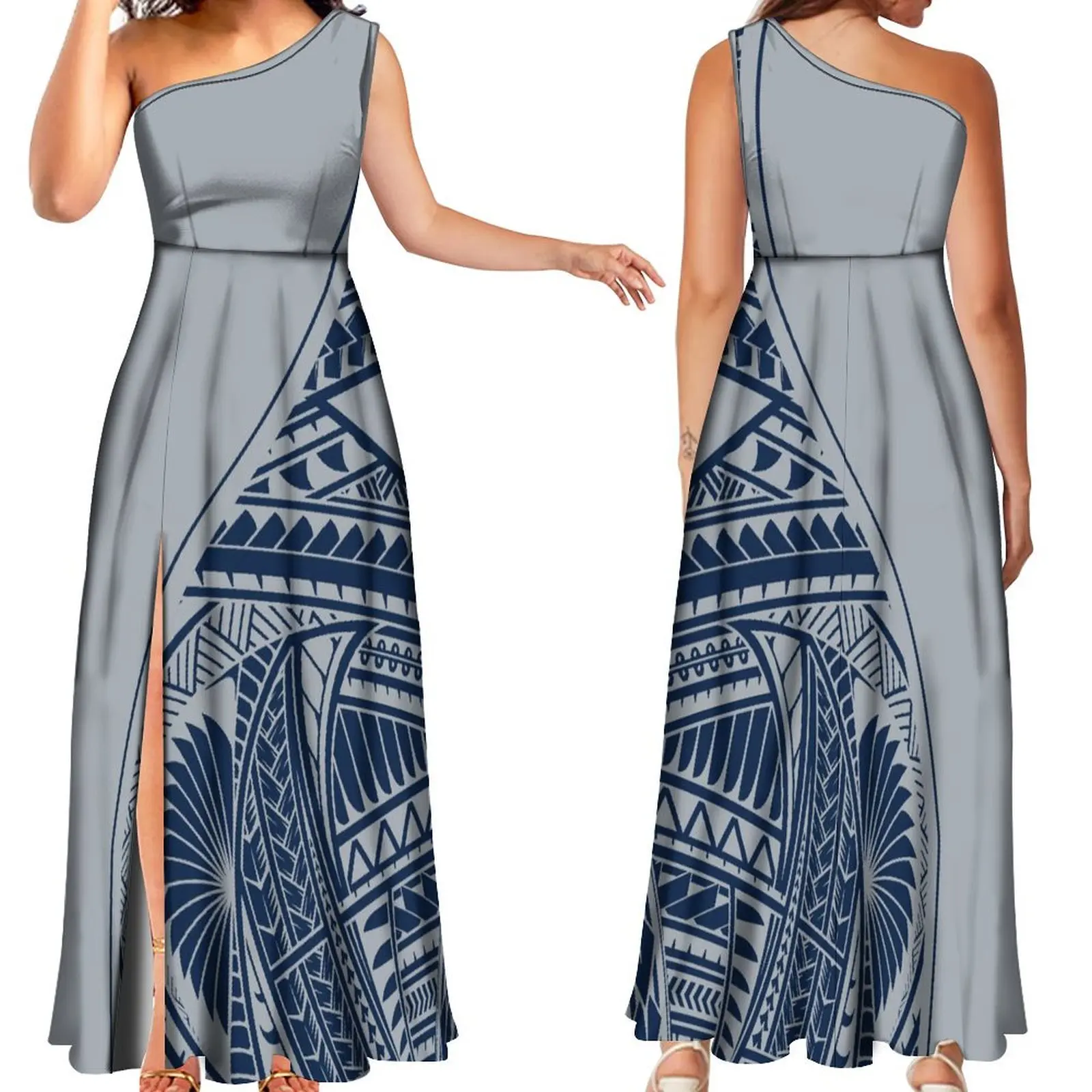 Женское платье макси с принтом Тихоокеанского островка элегантное большим