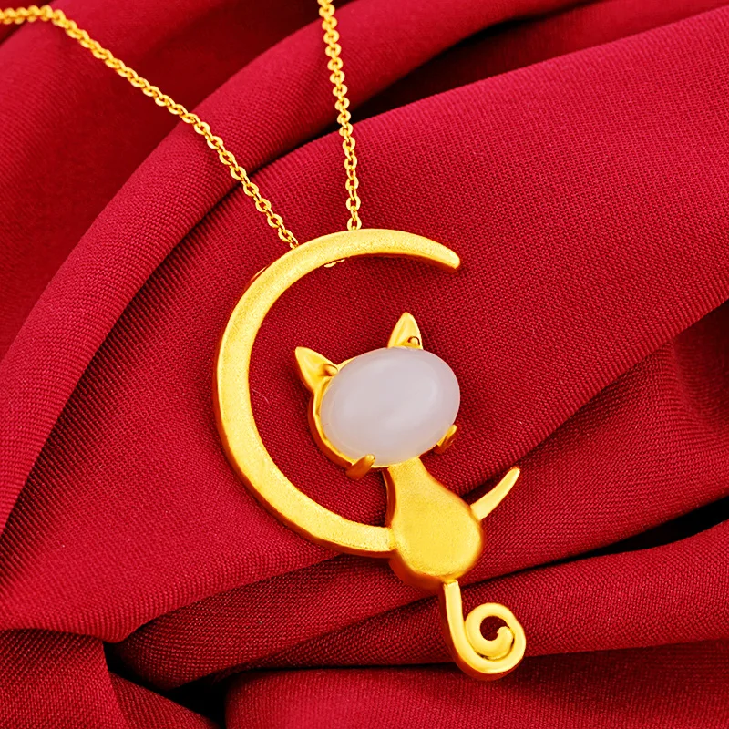 Ожерелье с милым нефритовым кроликом и Луной для женщин ювелирные изделия