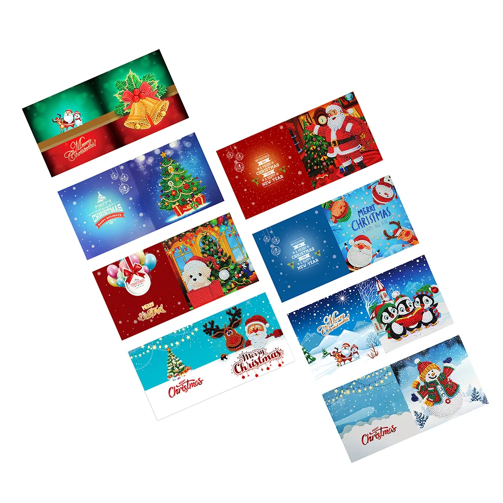 

8pcs DIY Xmas Greeting Cards beads painting Greeting Cards (Assorted Color)