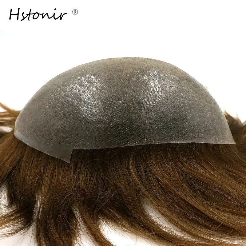 Hstonir Protesis Capilar Hombre Male Wig Indian Remy Hair System For Men Toupee Mirage Advanced Hair Bio 0.06mm Pu Skin H079
