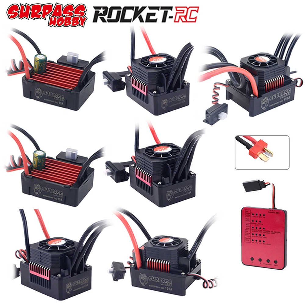 Водонепроницаемый Бесщеточный Регулятор скорости ESC SURPASS HOBBY, 25 А, 35 А, 45 А, 60 А, 80 А, 1/8 А, 1/10 а для радиоуправляемой машинки 1/12,