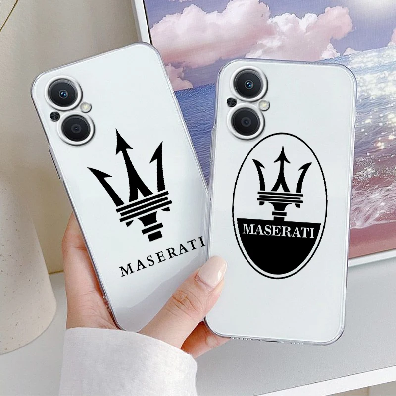 

Luxury Fashion Maserati Logo For OPPO A74 A72 A53 Reno 7 6 5 4 2 Find X3 X2 Z Lite Neo Pro Plus SE Transparent Phone Case