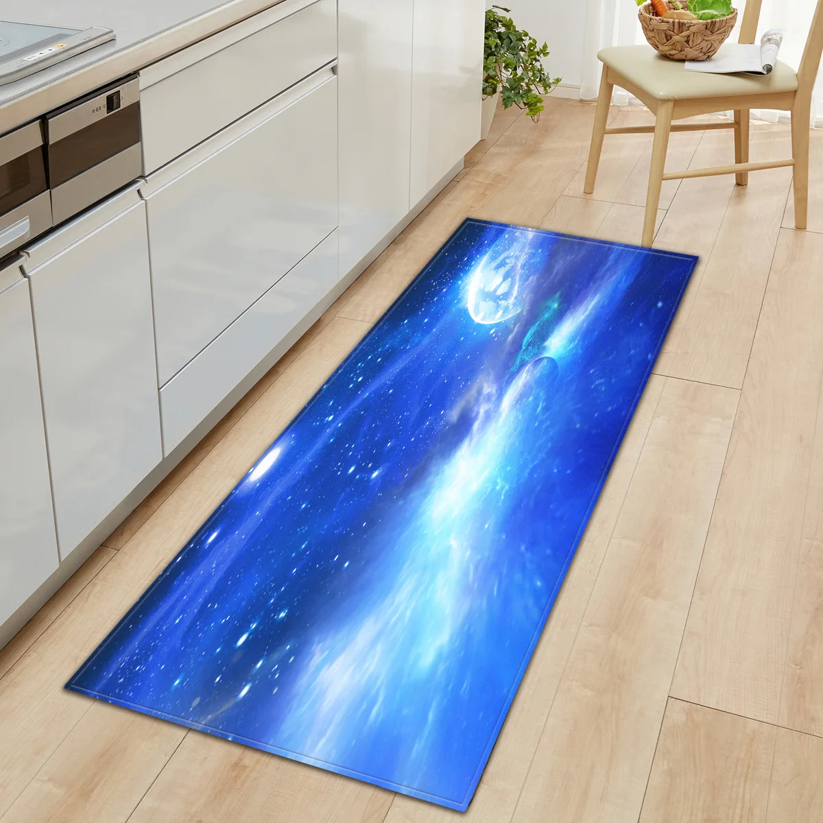 Beautiful Colorful Starry Galaxy Pattern Printed Rectangular Felt Rug Bedroom Rug All Kitchen and Home Decoration Floor Mats
