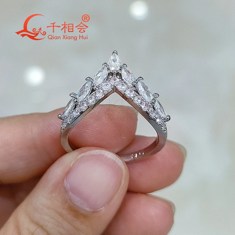 2.5*5mm marquise crown Sterling 925 Silver ring  Moissanite hip hop Ring Men women Diamonds Male fine Jewelry gift dating
