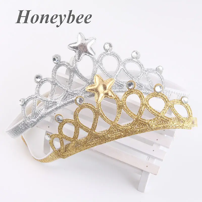 

Girls Baby Hair Accessories Princess Tiaras Crown Gold Silver Elastic Birthday Gift 2022 Headbands Head Bands for Girls